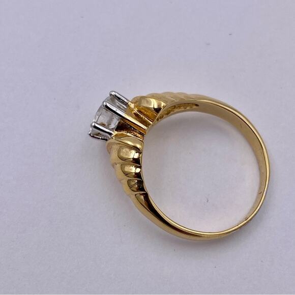 LIND 14K HGE Cubic Zirconia Vintage Costume Engagement Ring - Picture 6 of 16